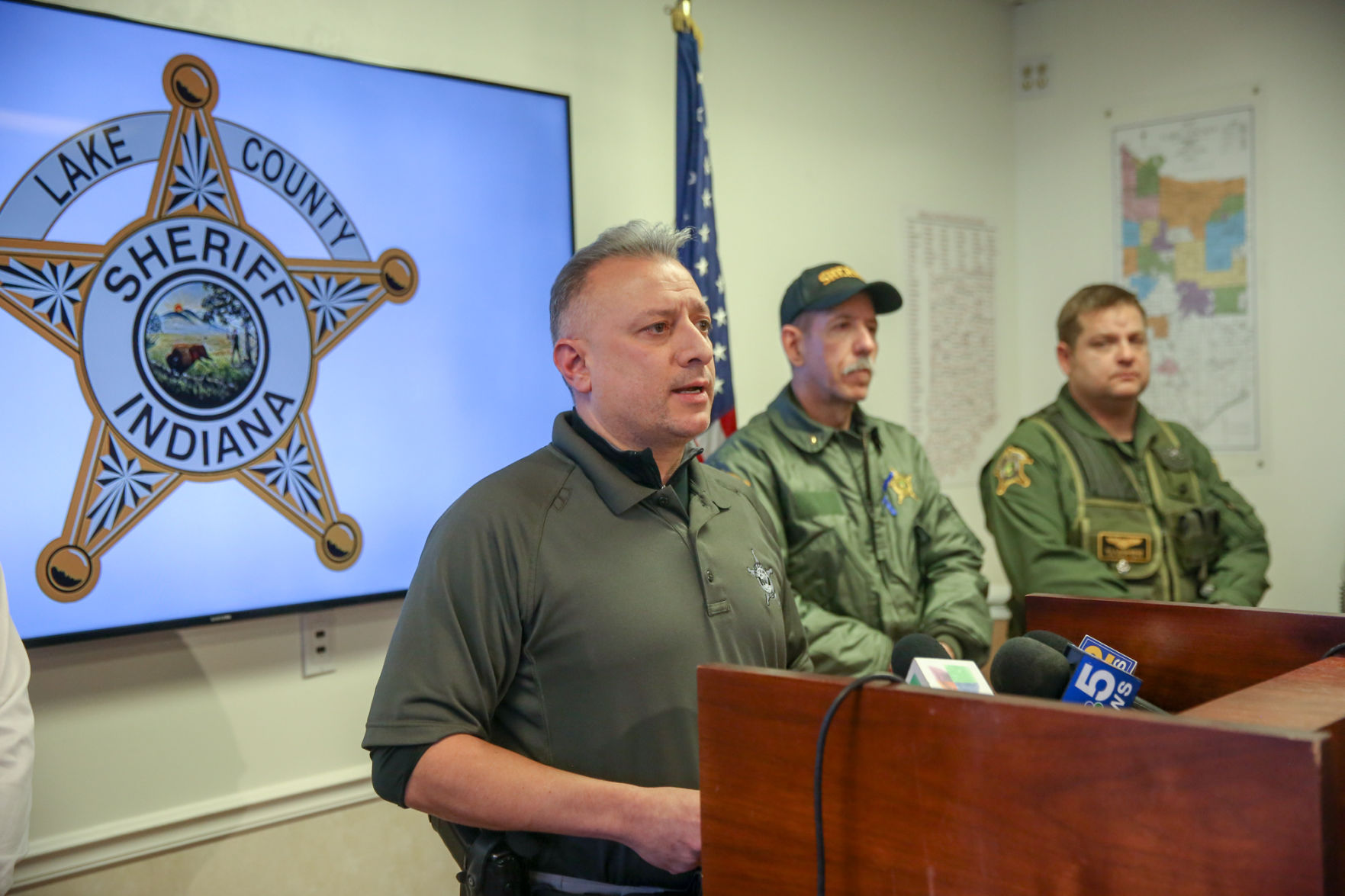 Lake County Sheriff Oscar Martinez holds a press conference relating to a police chase and the injury of Lake County Sheriff Officer and his canine.